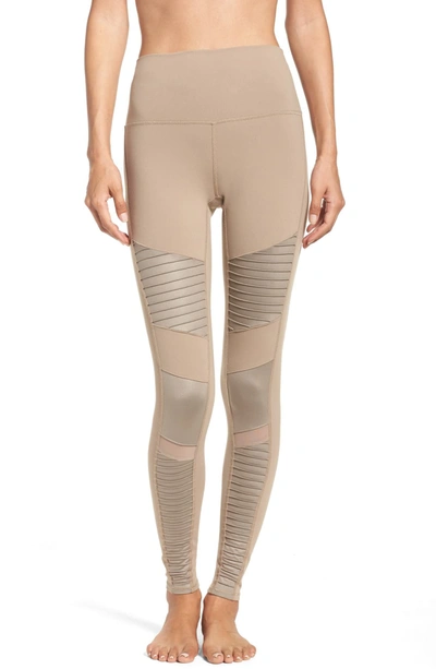 Alo Yoga High Waist Moto Leggings In Gravelglsygravel