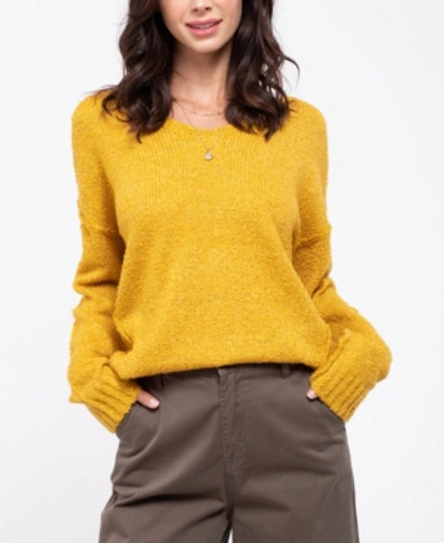 Blu Pepper Reverse Seam Knit Sweater In Mustard