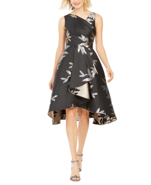 adrianna papell jacquard fit and flare dress