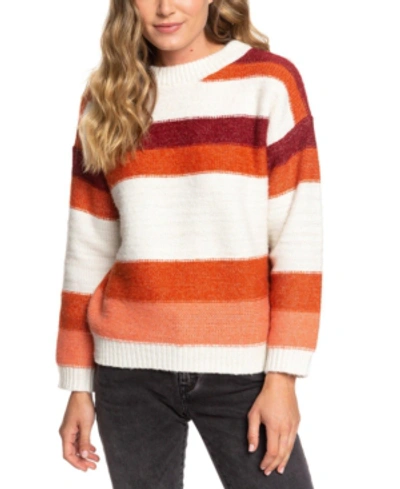 Roxy Juniors' Trip For Two Striped Sweater In Canyon Clay