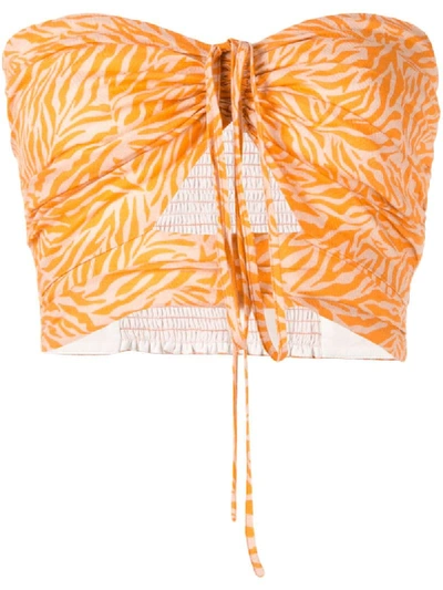 Suboo Sienna Printed Strapless Top In Orange