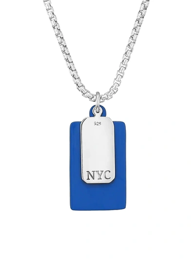 Jonas Studio Stainless Steel Dog Tag Necklace In Silver Blue