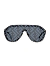 Fendi Men's 99mm Logo Fashion Shield Sunglasses In Black