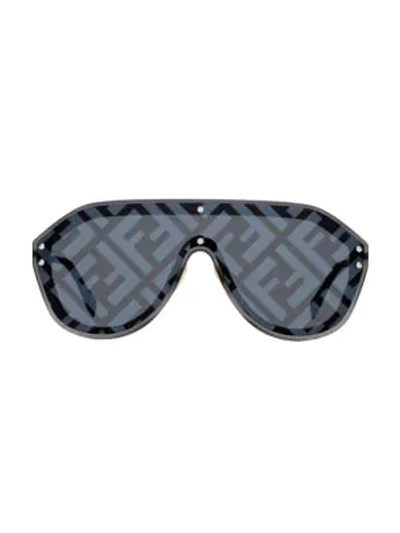 Fendi Men's 99mm Logo Fashion Shield Sunglasses In Black