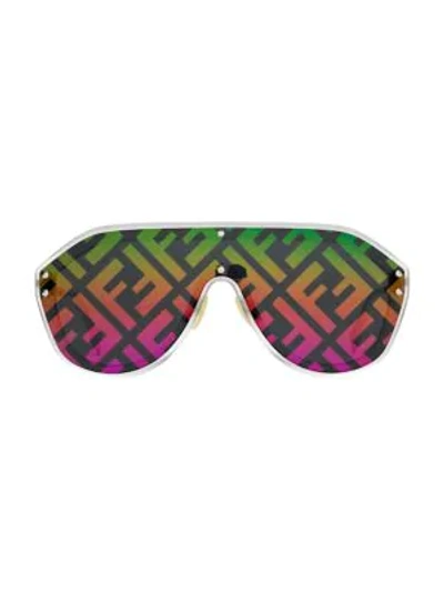 Fendi Men's 99mm Logo Fashion Shield Sunglasses In Purple