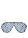 Fendi Men's 99mm Logo Fashion Shield Sunglasses In White
