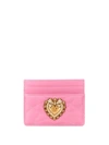 Dolce & Gabbana Devotion Quilted-effect Cardholder In Pink