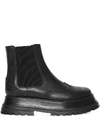 Burberry Guideport Platform Ankle Boots In Black Calf Leather