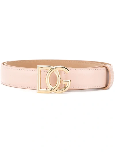 Dolce & Gabbana Monogram Buckle Belt In Neutrals