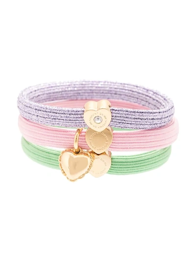 Marc Jacobs Heart Charm Hair Elastics Set In Multicolour