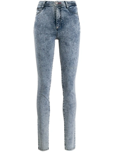 Philipp Plein High Waisted Denim Jeggings In Blue