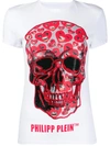 Philipp Plein Studded Skull Slim-fit T-shirt In White