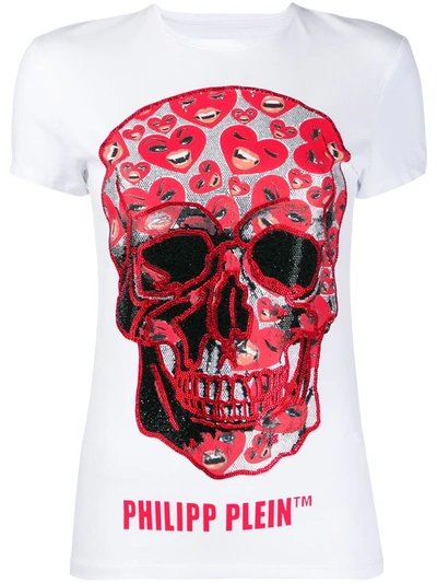 Philipp Plein Studded Skull Slim-fit T-shirt In White