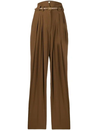 Fendi High Rise Darted Trousers In Brown