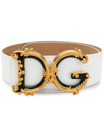 Dolce & Gabbana Logo Plaque Belt In White