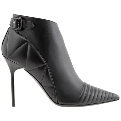 Burberry Black Quilted Leather Alexandra Pointed Toe Ankle Boots