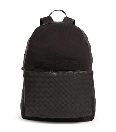 Bottega Veneta Foldable Nylon And Nappa Backpack In Black