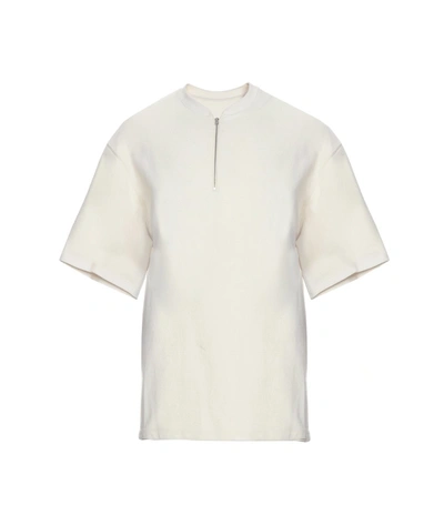 Pre-owned Fear Of God  Short Sleeve Half Zip Henley T-shirt Cream