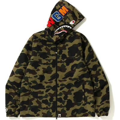 Pre-owned Bape  1st Camo Shark Hoodie Jacket Green