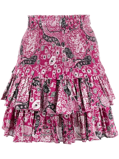 Isabel Marant Étoile Printed Ruffle Mini Skirt In Pink
