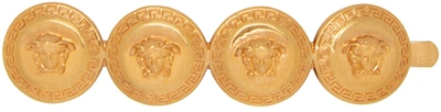Versace Gold Left Medusa Coin Tribute Hair Pin In Yellow