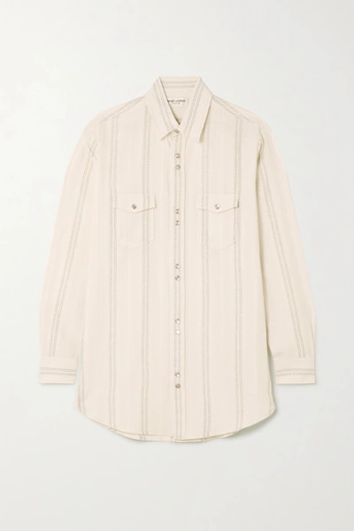 Saint Laurent Striped Modal-blend Shirt In Ivory