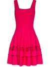 Alexander Mcqueen Women's Lace Panel Fit-&-flare Knit Dress In Pink