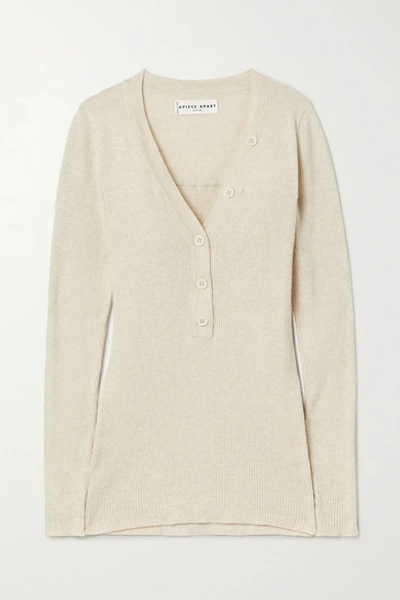 Apiece Apart Rio Ribbed Cotton And Cashmere-blend Sweater In Beige