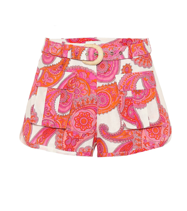 Zimmermann Peggy Paisley-print Linen And Cotton-blend Shorts In White