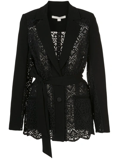 Simkhai Lace And Grain De Poudre Blazer In Black