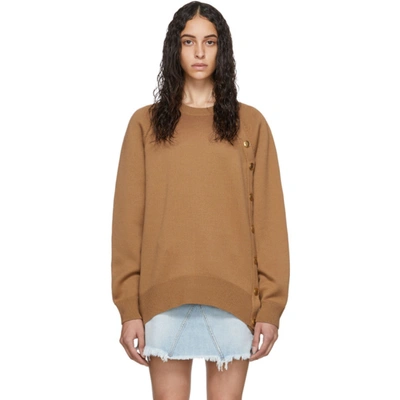 Givenchy Oversized Button-embellished Wool Sweater In Beige