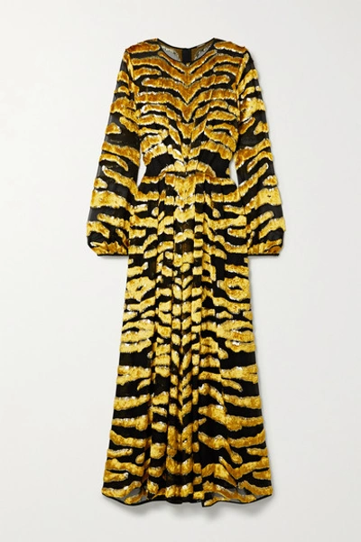 Adam Lippes Fil Coupé Silk-chiffon Gown In Tiger Burn