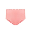 Marysia Santa Monica High-rise Scalloped-trim Bikini Bottoms In Pink