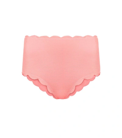 Marysia Santa Monica High-rise Scalloped-trim Bikini Bottoms In Pink