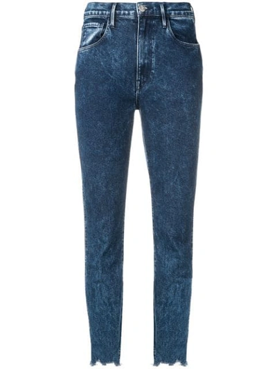 3x1 Skinny Crop Raw-hem Mid-rise Stretch-denim Jeans In Blue