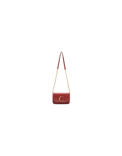 Chloé Mini Leather Shoulder Bag In Scarlet Pink