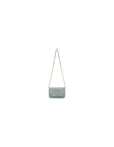 Chloé Mini Leather Shoulder Bag In Faded Blue