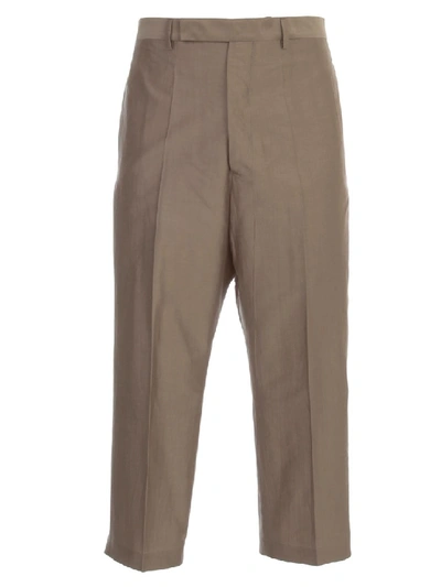 Rick Owens Cotton-and-silk Cropped Trousers In Brown