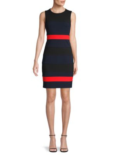 Tommy Hilfiger Colorblock Sheath Dress In Black Red