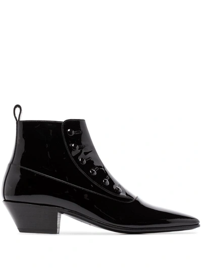 Saint Laurent Belle Button Ankle Boots In Black