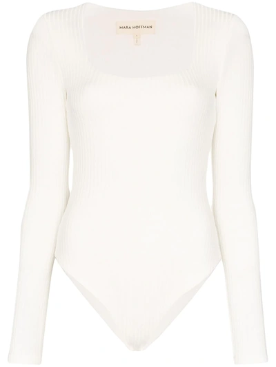 Mara Hoffman Venus Ribbed Bodysuit In White