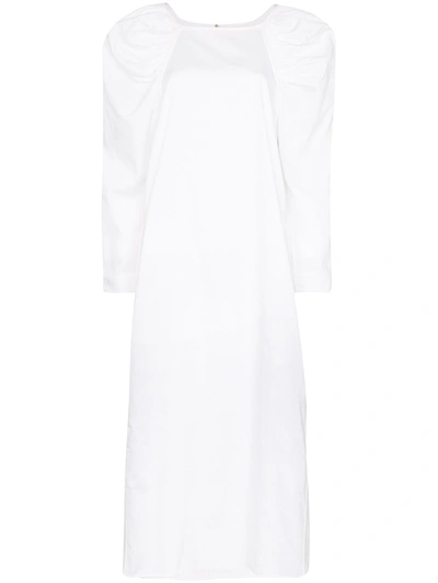 Mara Hoffman Elisabetta Pouf Sleeve Cotton Dress In White