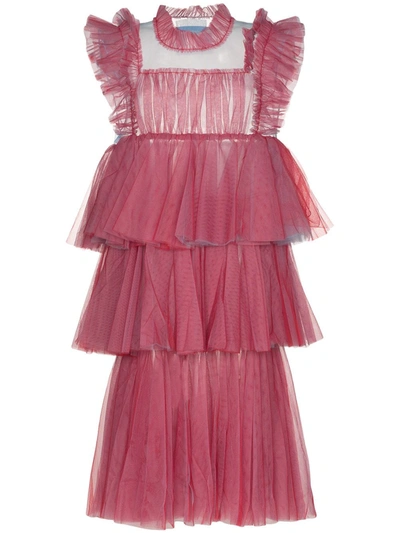 Viktor & Rolf Less Is More Tiered Tulle Dress In Pink