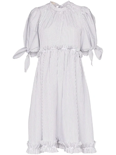 Brøgger Amy Pinstripe Midi Dress In White