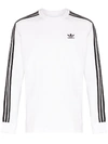 Adidas Originals Three-stripe Long-sleeve T-shirt In White