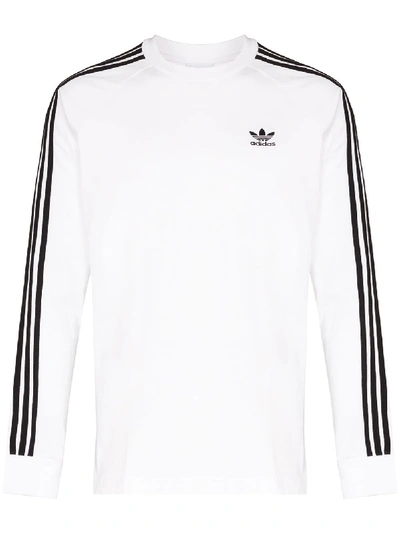 Adidas Originals Three-stripe Long-sleeve T-shirt In White