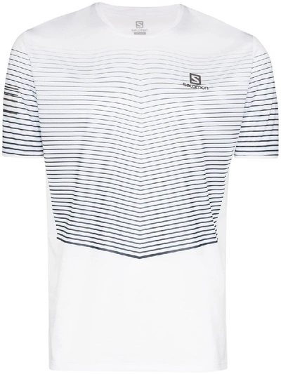 Salomon Sense Striped Logo Print T-shirt In White