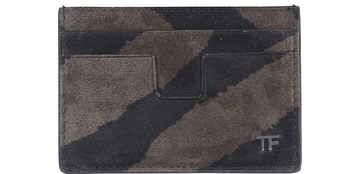 Tom Ford Leather Card Holder In Marrone