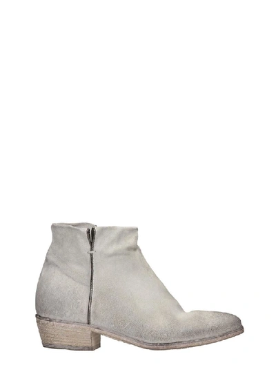 Elena Iachi Low Heels Ankle Boots In White Suede