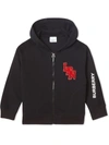 Burberry Kids' Logo Embroidery Hooded Jacket In Black